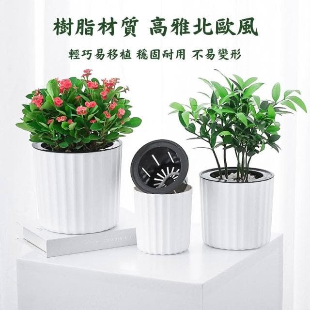 北歐波紋自動吸水花盆 懶人花盆 水培花盆 吸水花盆 盆栽容器 水耕植物花盆 園藝 花器 小花盆 塑膠花盆