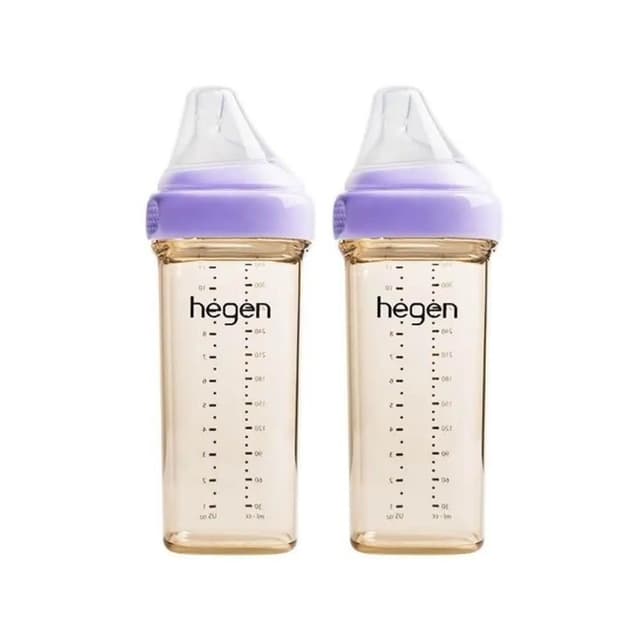【hegen】金色奇蹟PPSU多功能方圓型寬口奶瓶 330ml 雙瓶組(不含塑化劑/不含雙酚A/不含甲醛)