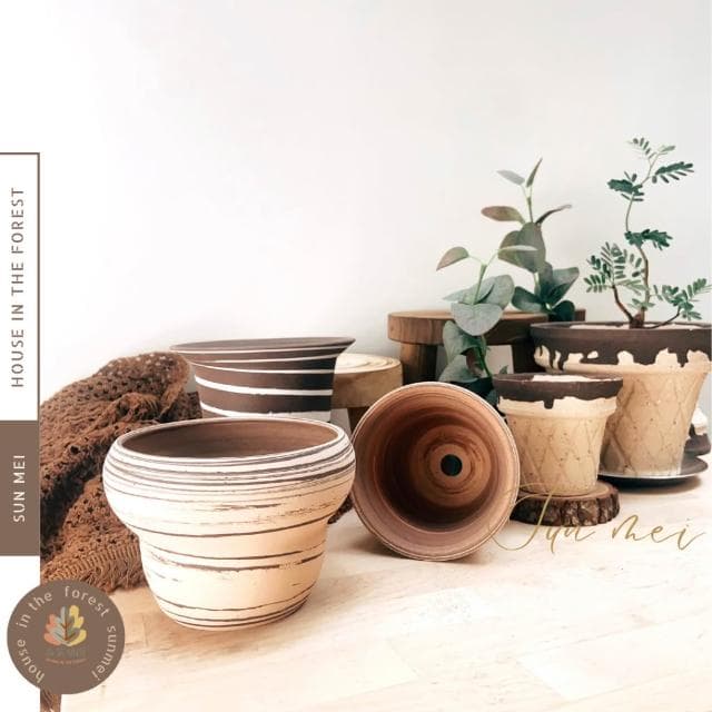 陶盆 波紋直筒粗陶盆 手工粗陶盆 花盆 花器 盆器 花瓶 觀葉植物 多肉植物 塊根植物 居家植栽