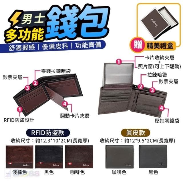 蘋果小舖 男士薄款錢包 男生短夾 男用短皮夾 RFID防盜 附精美包裝 男用短夾 男用皮夾  卡夾零錢包 多功能錢包