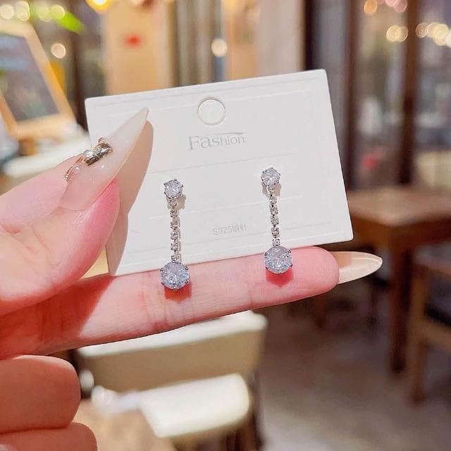 {遇見臻品}BG338長款流蘇鋯石耳環鑲鑽氣質耳環韓國冷淡風簡約耳環長款氣質耳環日韓流行時尚耳環韓版簡約造型耳環造型耳環