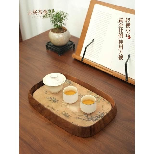胡桃木茶盤芳圓幹泡臺大號家用功夫茶具實木泡茶海特別好看的茶臺