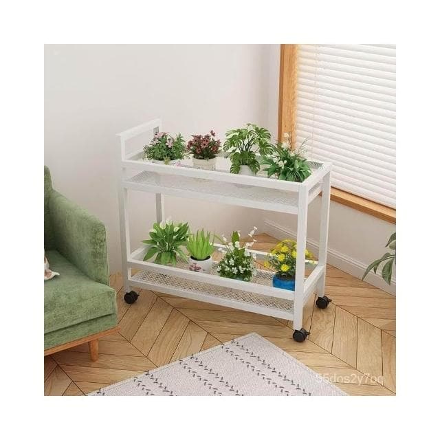  陽臺花架 移動小推車多肉置物架 多層落地式客廳防水鐵藝花盆架室內 花架盆栽架 多肉植物架 陽臺花架 花盆架