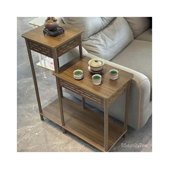 花架 新中式高低置物架 加寬客廳落地2024新款階梯花幾魚缸架子 落地式弔蘭架 仿古花幾 植物架 聚寶盆架 盆栽架