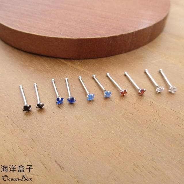 【海洋盒子】防耳洞密合免後扣超迷你2mm小方形鋯石純銀耳環.S999純銀耳環