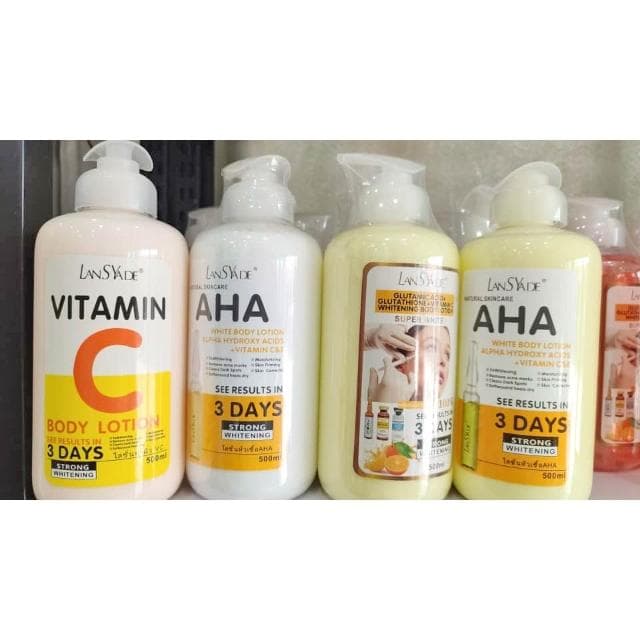 LANSYADE 身體乳液 AHA 維他命C 透亮乳液 保濕 保養品 身體乳 乳液 緊緻肌膚 500ml KBT243