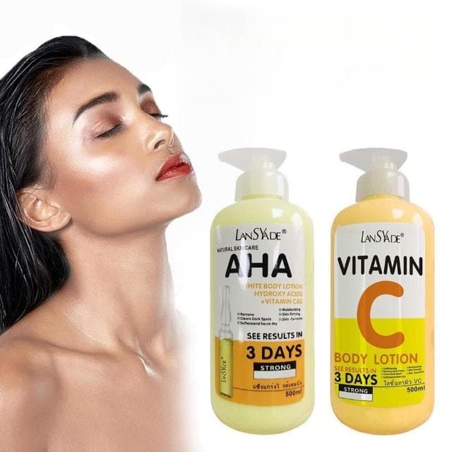 LANSYADE 身體乳液 AHA 維他命C 透亮乳液 保濕 保養品 身體乳 乳液 緊緻肌膚 500ml KBT243