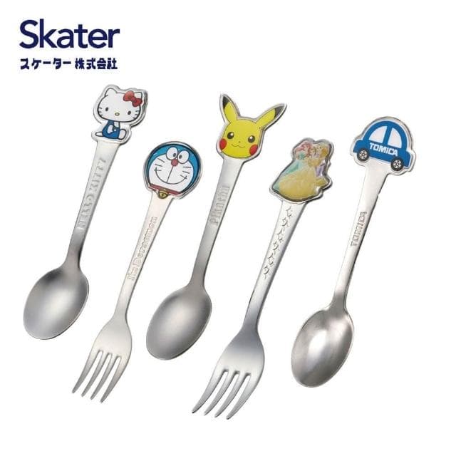 【Skater】日本 兒童餐具 不鏽鋼 餐具 兒童湯匙 兒童叉子 湯匙 叉子 皮卡丘 哆啦A夢 公主 KITTY TOMICA