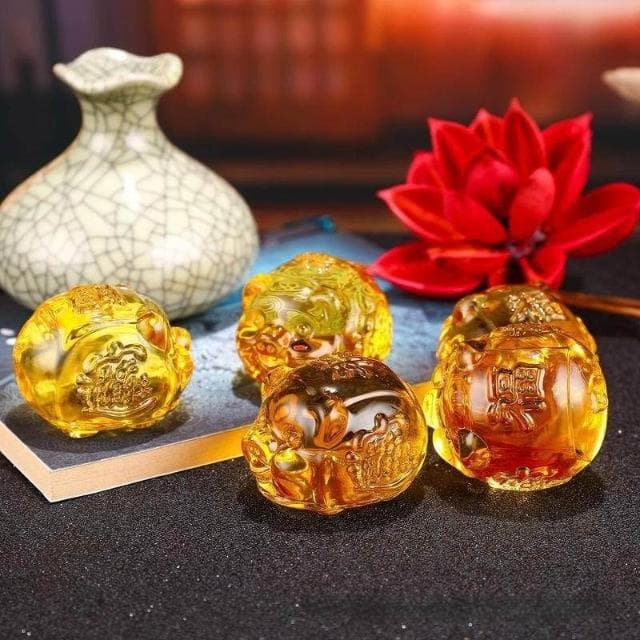 琉璃豬擺飾 招財進寶福豬 水晶金豬 小豬裝飾手工藝品 風水聚財 擺設小禮物 台灣出貨