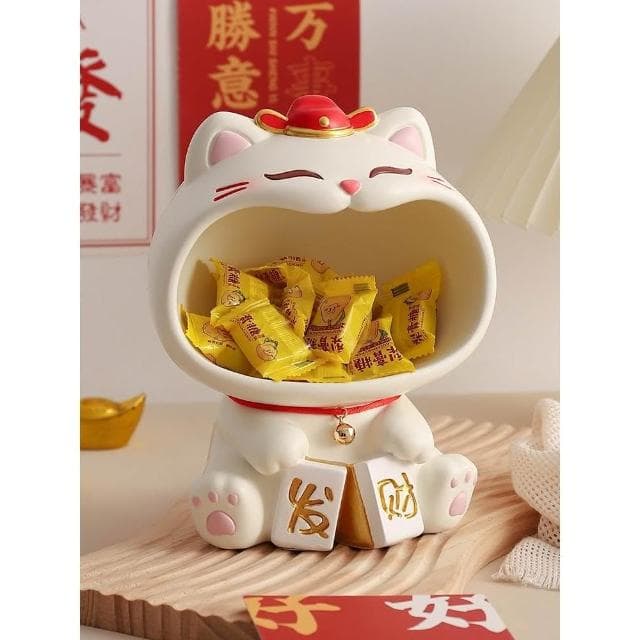 入戶玄關擺件鑰匙收納可愛招財貓新款家居客廳裝飾品喬遷禮物