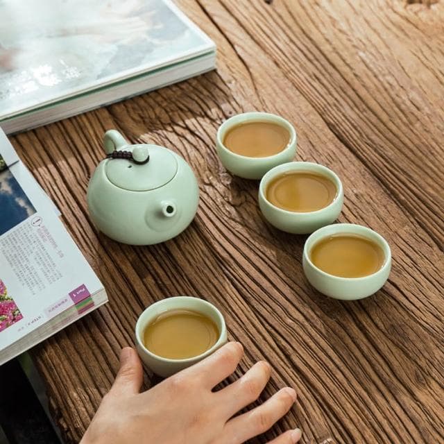 汝窯旅行茶具套組 /附收納盒(泡茶杯 旅行泡茶 茶杯 茶器套裝組)
