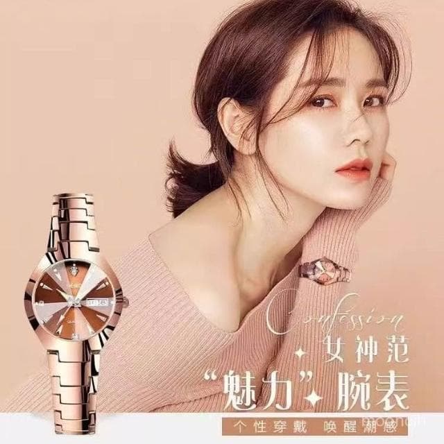 偉偉有道 手錶女款高級感學生ins風小衆設計雙日厤小衆氣質女士時尚鋼帶錶