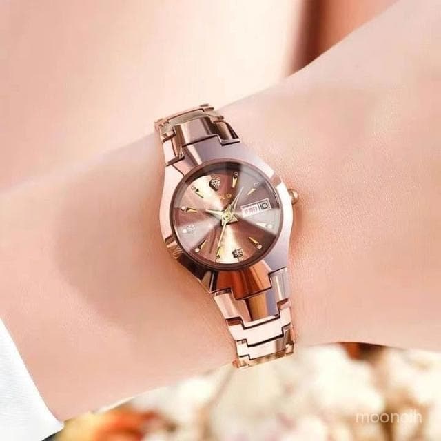 偉偉有道 手錶女款高級感學生ins風小衆設計雙日厤小衆氣質女士時尚鋼帶錶