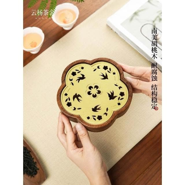 胡桃木梅煩惱壺承中式幹泡臺小型壺墊實木高端精緻茶具家用茶託盤