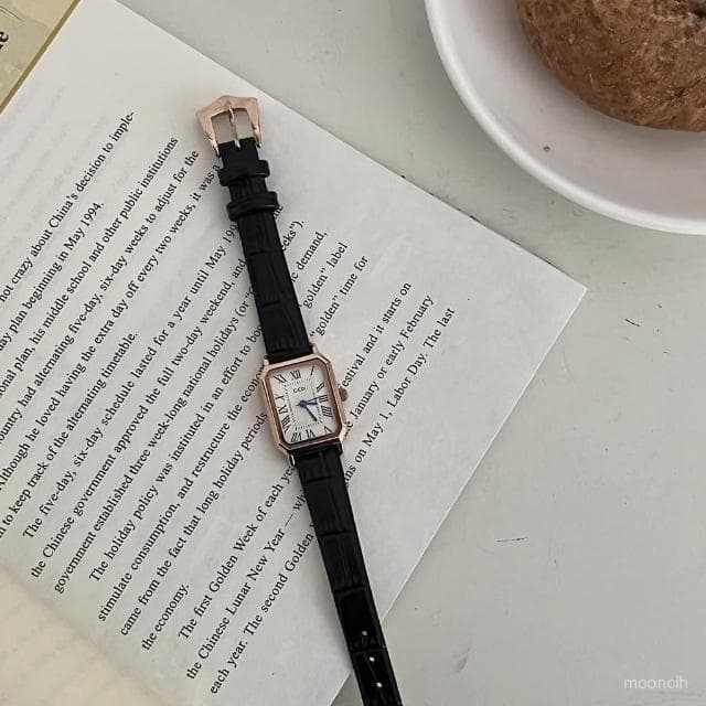 偉偉有道 【2071人收藏】手錶女複古輕奢羅馬刻度方形小衆設計女士高級感顯白文藝皮帶女錶