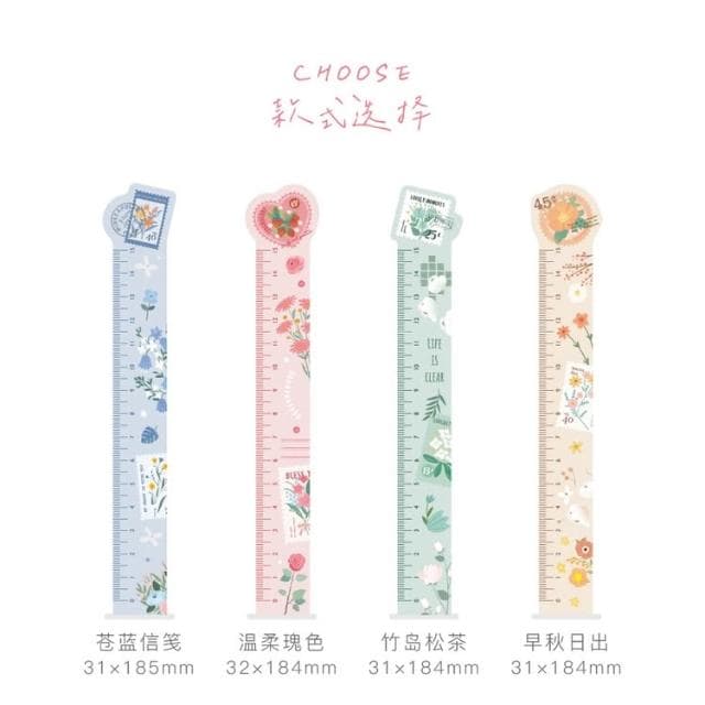 【德德小品集】信中花園 玫瑰植物塊根多肉花卉 學生文具直尺 可愛萌寵生物 手賬15CM量尺 波浪尺 交換禮物 可立式 紙膠帶收納