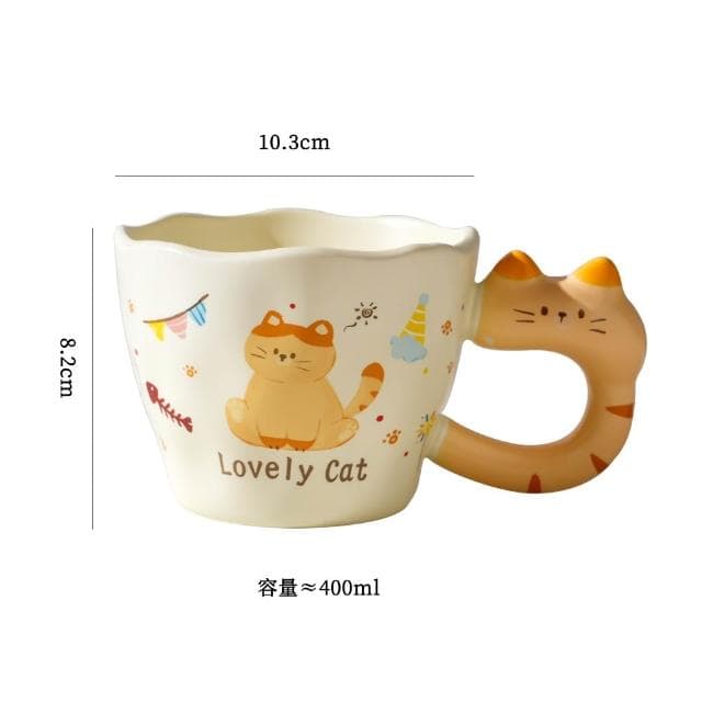 陶瓷 貓咪圖案 貓咪把手 造型馬克杯 可愛 萌趣 陶瓷馬克杯 水杯 茶杯 沖泡 奶茶杯 牛奶杯 咖啡杯 交換禮物 禮品