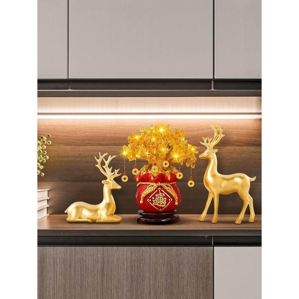 發財樹擺件招財客廳工藝品玄關搖錢樹酒櫃裝飾品喬遷新居開業禮物