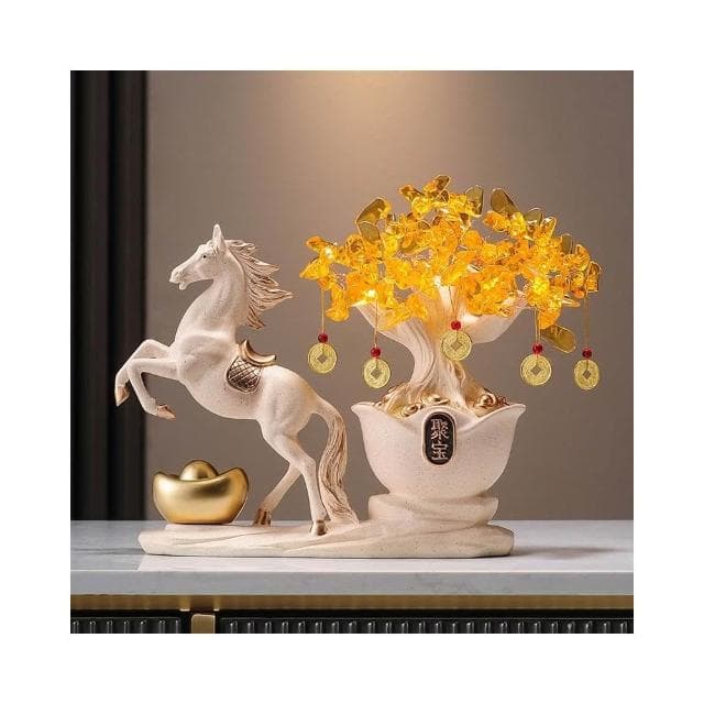 馬到成功發財樹搖錢樹擺件客廳辦公室高檔招財馬裝飾喬遷開業禮品