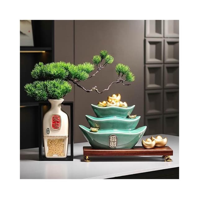 招財聚寶盆擺件新中式家居客廳辦公室博古架高檔裝飾品喬遷禮物