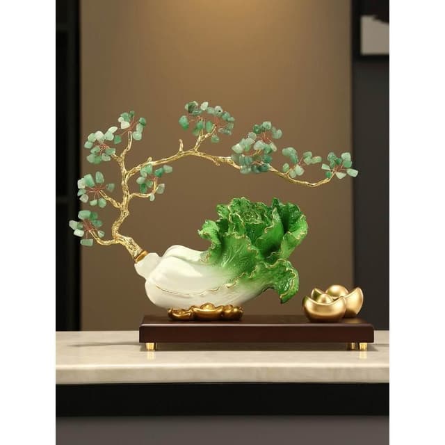 白菜擺件高端款客廳玄關招財開業禮品百財酒櫃裝飾品喬遷開店禮物