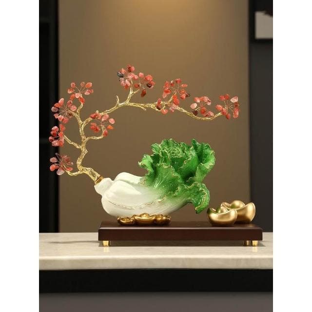 白菜擺件高端款客廳玄關招財開業禮品百財酒櫃裝飾品喬遷開店禮物