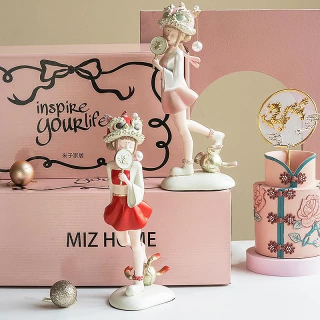 新風潮醒獅喜樂少女家居裝飾品擺件生日送女友閨蜜禮物禮盒喬遷新居 手工藝品 送禮優選