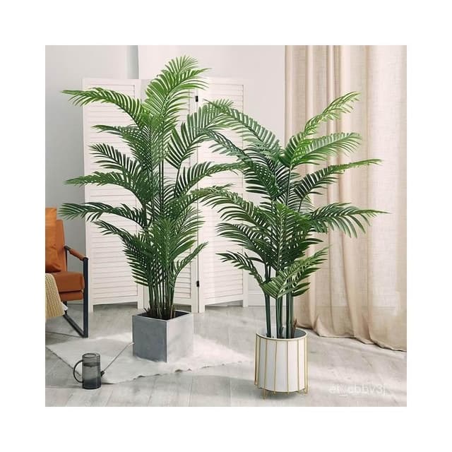 新品💕散尾葵仿真綠植 客廳室內落地盆栽輕奢大型仿生植物 裝飾擺件樹假花 假植物落地擺件居傢裝飾 仿真植物