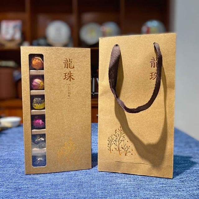 HanNaMiChan【店長推薦伴手禮】批髮雲南普洱茶葉2024年龍珠花茶生茶散茶喬木沱茶花茶禮盒裝18顆