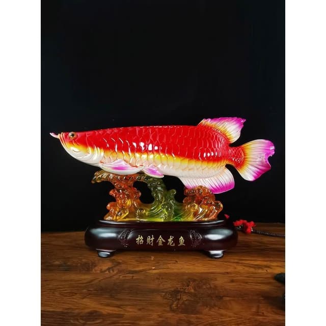 中式仿玉樹脂工藝品招財金龍魚開業喬遷送禮風水家裏客廳擺件創意