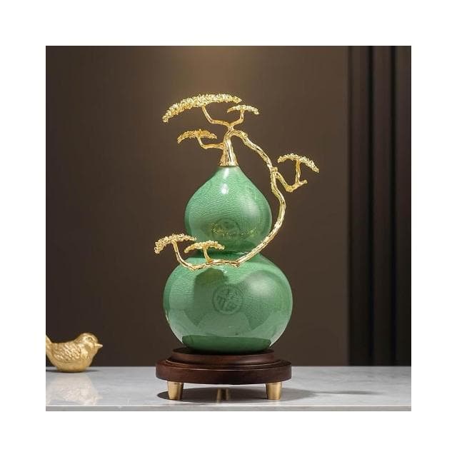 琺瑯彩蘭花葫蘆擺件高檔客廳酒櫃辦公室裝飾品喬遷新居禮品