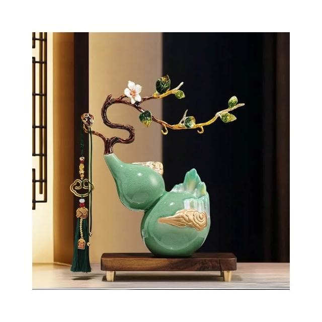 琺瑯彩山峰福祿葫蘆擺件招財高檔客廳電視櫃裝飾開業喬遷新居禮品