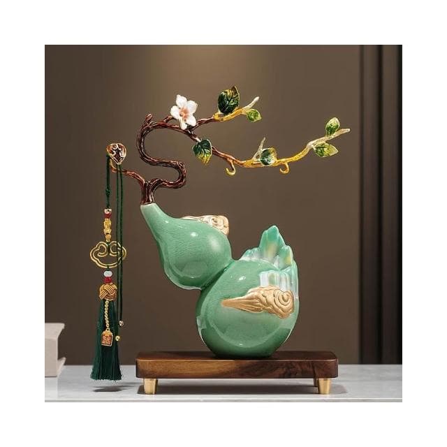 琺瑯彩山峰福祿葫蘆擺件招財高檔客廳電視櫃裝飾開業喬遷新居禮品