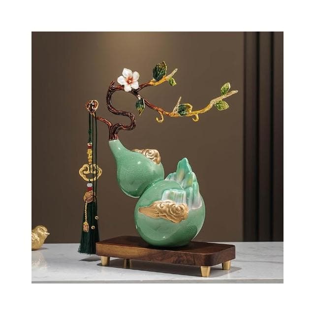 琺瑯彩山峰福祿葫蘆擺件招財高檔客廳電視櫃裝飾開業喬遷新居禮品