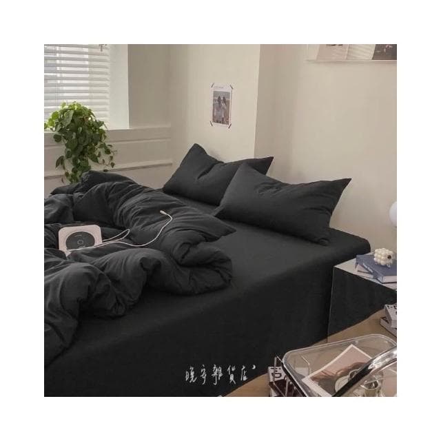【晚安雜貨店】ins純黑色工業風床單床包四件套 寢具 床包 床單  wanan/☾…