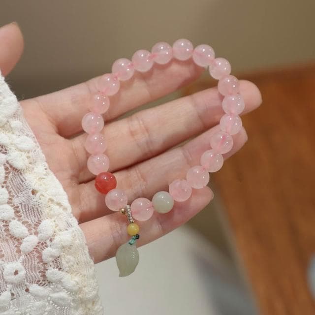 🎗飾間首飾鋪 粉紅水晶手鍊首飾粉紅水晶手飾手串小眾古風飾品