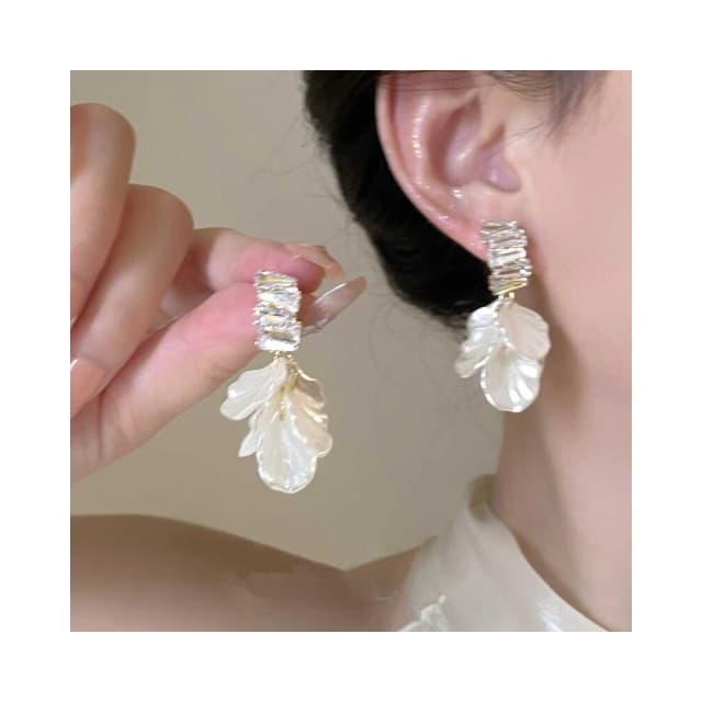 🎗飾間首飾鋪 貝殼花瓣流蘇耳墜首飾氣質耳環飾品輕奢高級感獨特誇張耳飾
