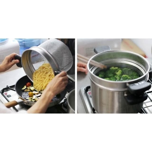 【柳宗理】附鍋蓋 日本高質感不鏽鋼霧面雙耳高鍋22cm(交換禮物 聖誕禮物 濾網 義大利麵鍋 煮麵鍋)