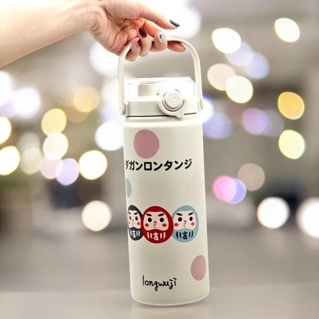 【longtanji】隆探吉 超可愛316不銹鋼大容量保溫瓶 1200ML (交換禮物 聖誕禮物 手提保溫瓶 保溫杯 達摩不倒翁 福神)