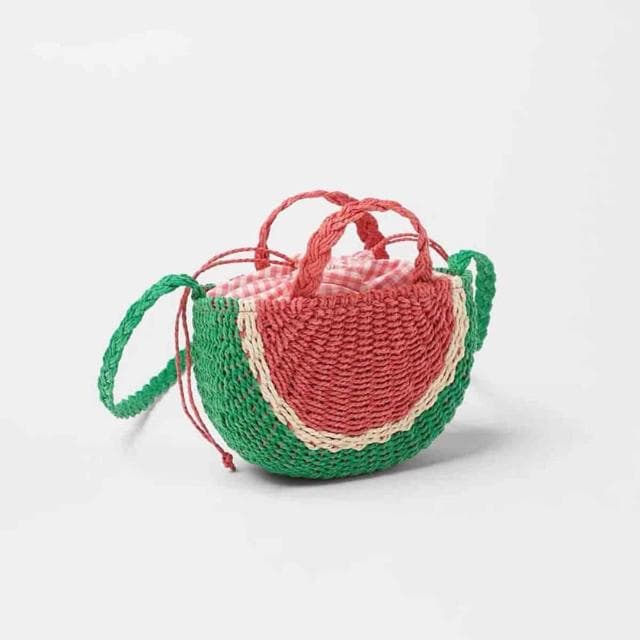 【米蘭精品】情人節禮物 現貨+預購 女草編包手提包渡假單肩側背包大容量藤編織包包(可愛西瓜造型74ly77)