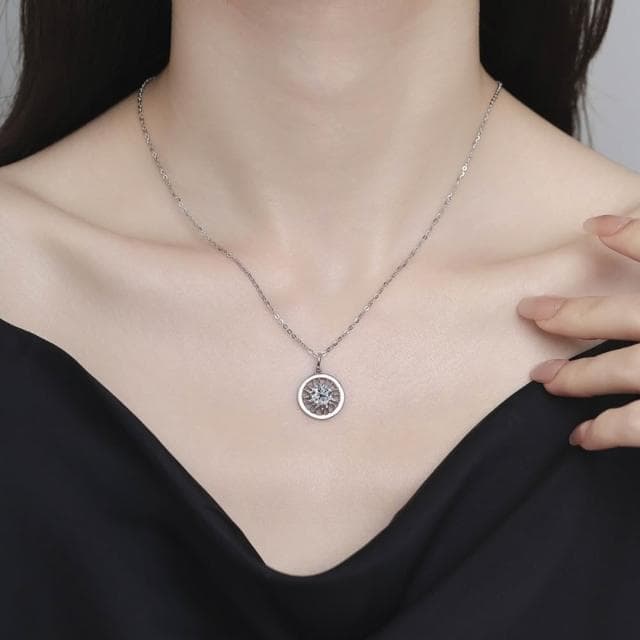 【米蘭精品】現貨+預購 頂級莫桑鑽石項鍊925純銀女項鍊鎖骨鍊項鏈情人節禮物(1克拉太陽圓形74lq5)