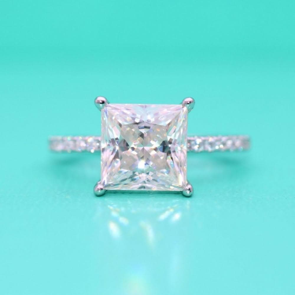 【米蘭精品】現貨+預購 頂級莫桑鑽石戒指925純銀戒指婚戒女鑽戒子求婚戒情人節禮物(高級公主方形74lp41)