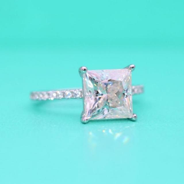 【米蘭精品】現貨+預購 頂級莫桑鑽石戒指925純銀戒指婚戒女鑽戒子求婚戒情人節禮物(高級公主方形74lp41)