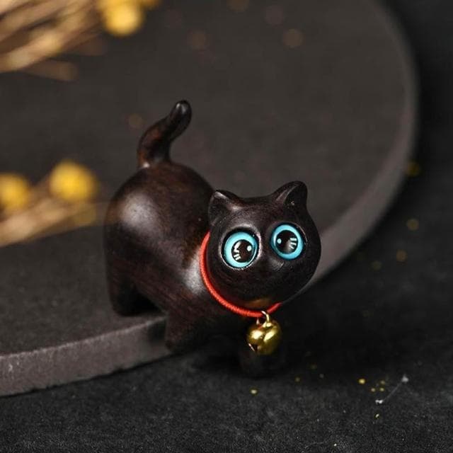 【LEESA】貓咪擺飾\小擺件\桌面擺飾\裝飾\擺飾\可愛小物\裝飾品\禮物\招財\盆栽裝飾\招財擺飾\黑檀木\原創\擺件\