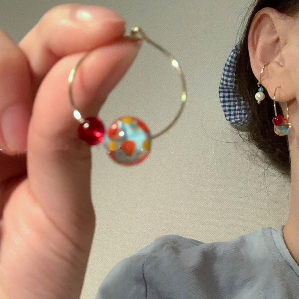 🎗飾間首飾鋪 春夏彩色多巴胺圓球圈耳環首飾爆款設計感小眾耳圈耳飾飾品