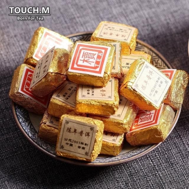 阿四嫂  沱茶/茶葉 雲南普洱茶葉 2003年小金磚 迷你小沱茶500g 檟字方磚
