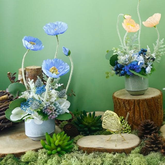 【HUGO DECO 榆果傢飾】恆久祝福藍美人香氛花禮(擬真花/人造盆栽/綠化/佈置/禮物)