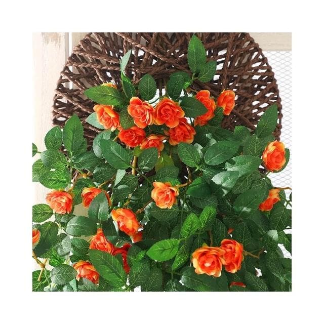 宅配免運 仿真薔薇花 牆面垂吊假花 玫瑰藤蔓 戶外綠植 塑膠壁掛花 陽臺裝飾綠植植物 裝飾花