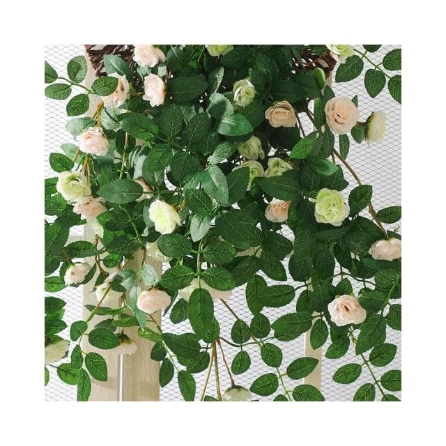 宅配免運 仿真薔薇花 牆面垂吊假花 玫瑰藤蔓 戶外綠植 塑膠壁掛花 陽臺裝飾綠植植物 裝飾花