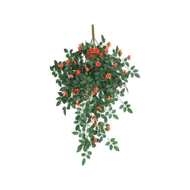 宅配免運 仿真薔薇花 牆面垂吊假花 玫瑰藤蔓 戶外綠植 塑膠壁掛花 陽臺裝飾綠植植物 裝飾花